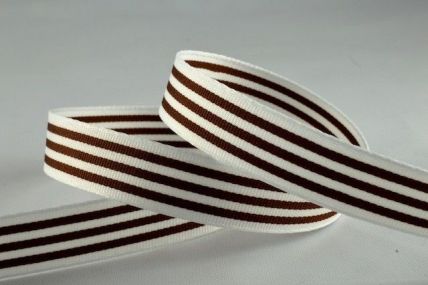 15mm Brown Modern Candy Stripes Ribbon x 20 Metre Rolls!