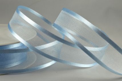 10mm, 15mm, 25mm & 40mm Baby Blue Satin Sheer Ribbon x  25 Metre Rolls!