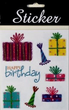 88081 - Happy Birthday Glitter Presents Stickers