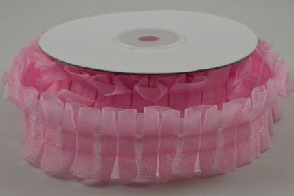 25mm Baby Pink Frill Ribbon x 5 Metre Rolls