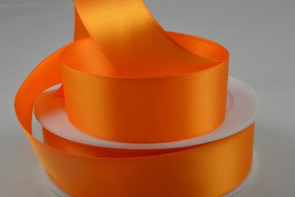 3mm, 7mm, 10mm, 15mm, 25mm & 50mm Light Orange Double Sided Satin Rolls