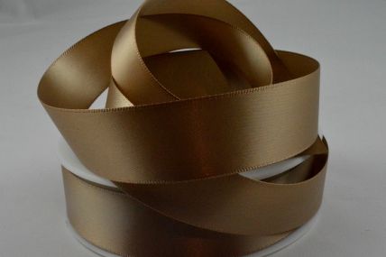 3mm, 7mm, 10mm, 15mm, 25mm, 38mm & 50mm Light Brown Double Sided Satin