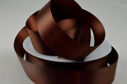 3mm, 7mm, 10mm, 15mm, 25mm, 38mm & 50mm Brown Double Sided Satin