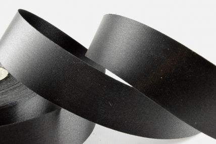 Y547 - 20mm Black cut edge Quality double face polyester satin x 50 Metre Rolls!