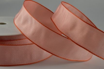 Y634 - 60mm Wired High Quality Woven Florist Ribbon x 25 metre rolls!!-60mm-27 Peach Orange-25 Metres