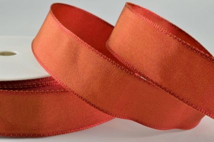 Y630 - 25mm Wired High Quality Woven Florist Ribbon x 25 metre rolls!!-25mm-29 Orange Red-25 Metres