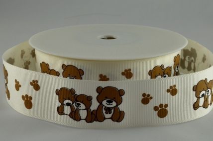 16mm Brown Teddy Bear and Paw Print Ribbon x 20 Metres!!