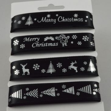 55086 - Black Merry Christmas Selection Pack : 4 x 2 Metre Lengths