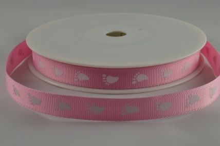 10mm Baby Pink Grosgrain Baby Feet Ribbon x 20 metre rolls!