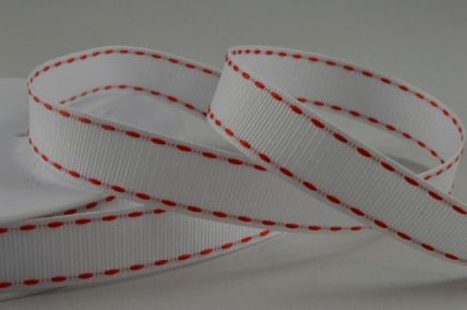 X292-15mm White Grosgrain Ribbon with Stitched Edges x 20 Metre Rolls!