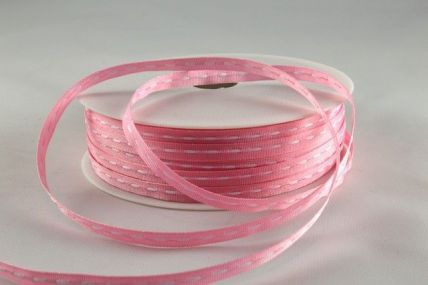 Y325 - 4mm Baby Pink Dotted Stitch Ribbon x 50 Metre Rolls!!