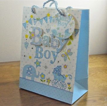 Small 3D Baby Boy Gift Bags!!-Blue