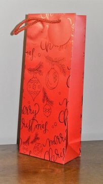 88123 - Red Merry Christmas Holly & Bauble Bottle Bag & Tag!!