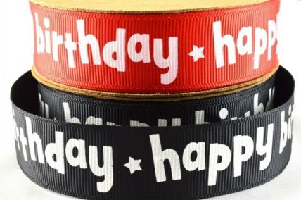 54015 - 22mm Happy Birthday Ribbon x 10 Metre Rolls!!