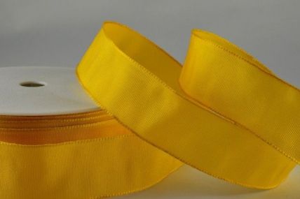 Y632 - 40mm Deep Yellow Wired Colour Woven Ribbon x 25 metre rolls! 