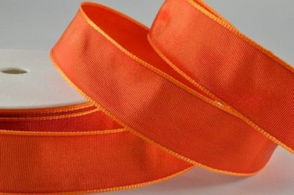 Y628 - 40mm Deep Orange Wired Colour Woven Ribbon x 25 metre rolls! 