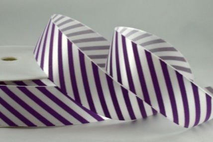 Y782 - 38mm Purple Candy Stripe Ribbon x 10 Metre Rolls!