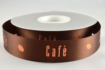 15mm & 24mm Dark Brown Cafe with Cocoa Bean Ribbon x 50 Metre Rolls!