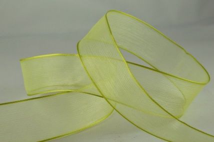 25mm & 40mm Apple Wired Sheer With Coloured Edge Ribbon x 25 Metre Rolls!!