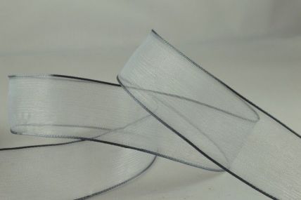 40mm Silver Wired Sheer With Coloured Edge Ribbon x 25 Metre Rolls!! 