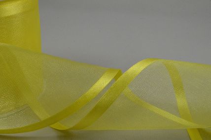 Y258 - 70mm Yellow Satin Sheer Ribbon x 25 Metre Rolls!