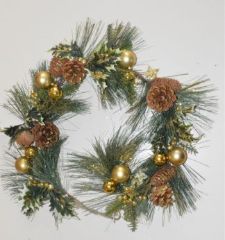 Swan household ® 2m Christmas Decoration Green Tinsel Garland with Holly & Baubles 